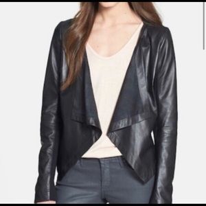 Trouve Soft Leather Draped Cardigan